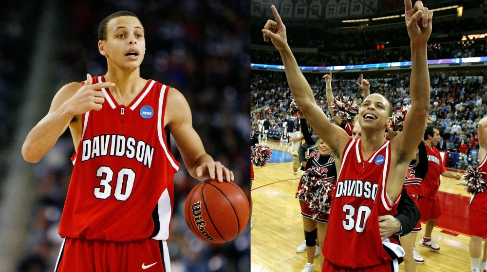 Stephen Curry trước khi đến NBA và trở thành tay ném 3 điểm vĩ đại nhất lịch sử đã cùng đại học Davidson tạo nên "đội bóng lọ lem" ở March Madness. Từ một đội bóng gần như vô danh, Curry và Davidson lọt vào tứ kết toàn quốc năm 2008. Ảnh: Davidson College