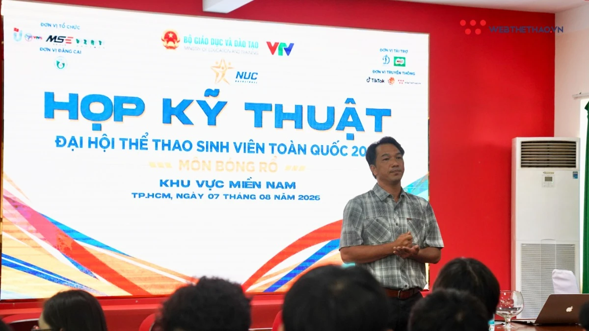 Chùm ảnh bốc thăm và họp kỹ thuật Vòng loại KV miền Nam - Giải bóng rổ sinh viên toàn quốc 2026