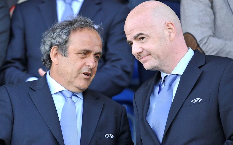 Infantino từng là tổng thư ký UEFA khi Michel Platini làm chủ tịch cơ quan quản lý bóng đá châu Âu (Ảnh: Getty Images)