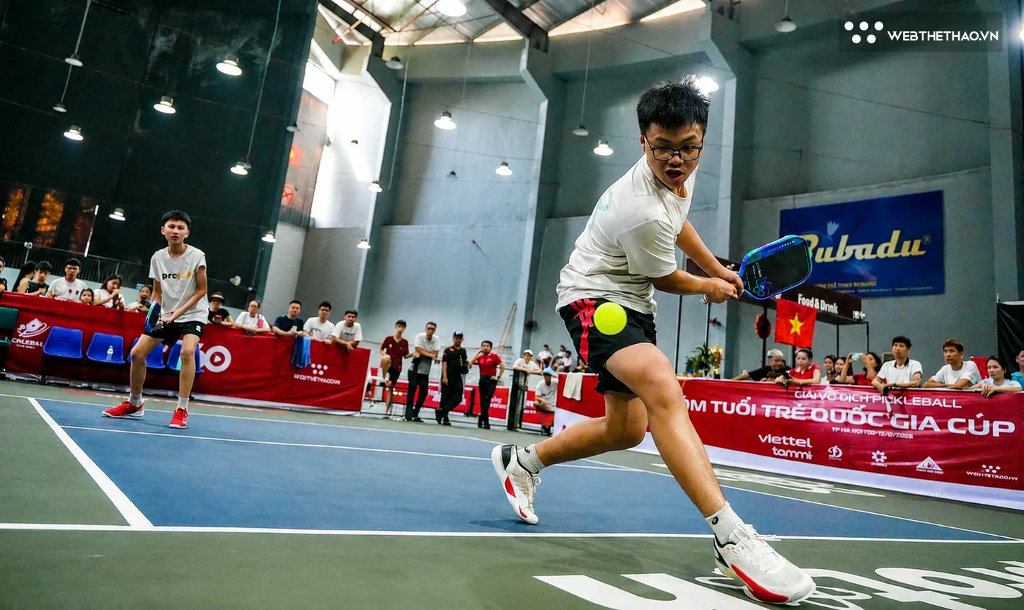 Đức Lâm vô địch đôi nam giải vô địch pickleball trẻ toàn quốc Cúp Viettel Tammi 2026. Ảnh: Chi Nguyễn