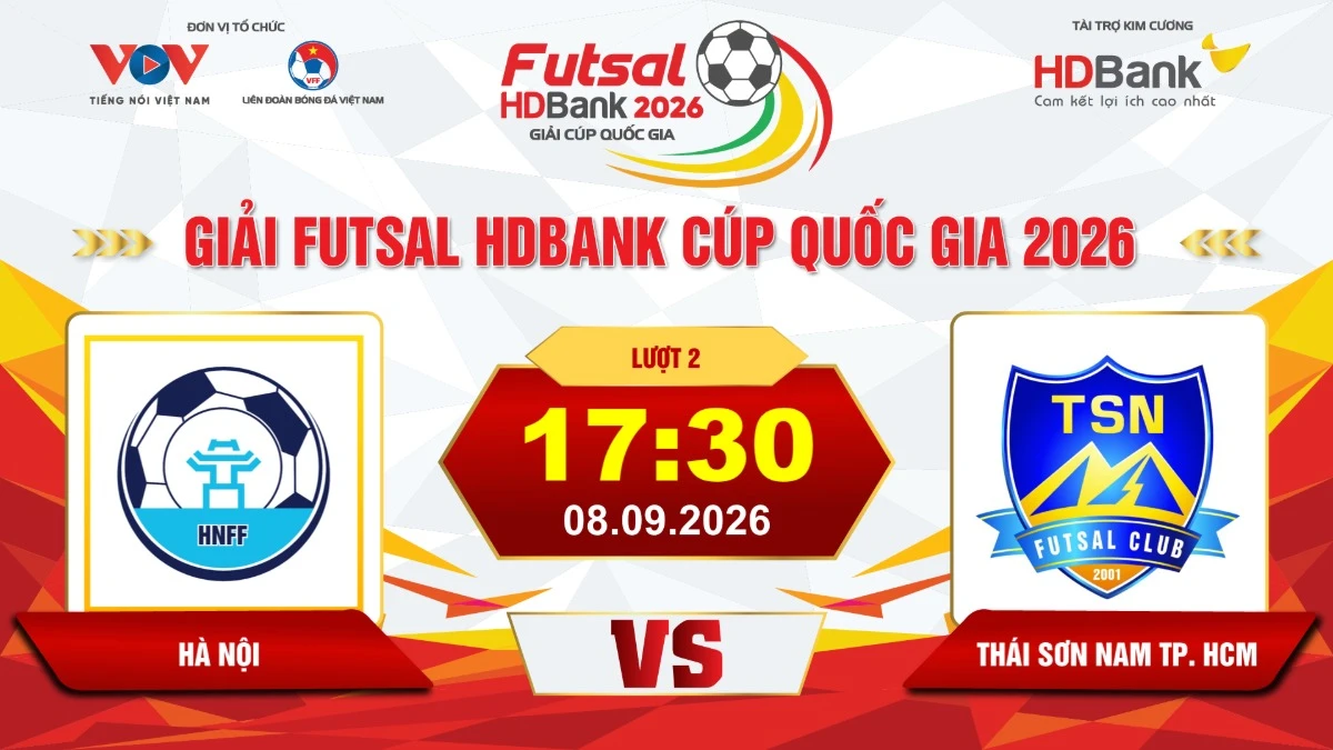 Link xem trực tiếp futsal HDBank Cúp QG 2026: Hà Nội vs Thái Sơn Nam