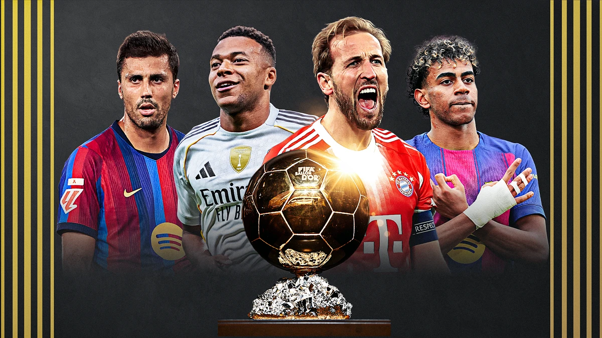 Rodri, Mbappe, Kane, Yamal là những ứng cử viên hàng đầu cho Quả bóng vàng 2026 (Ảnh: Sky Sports)